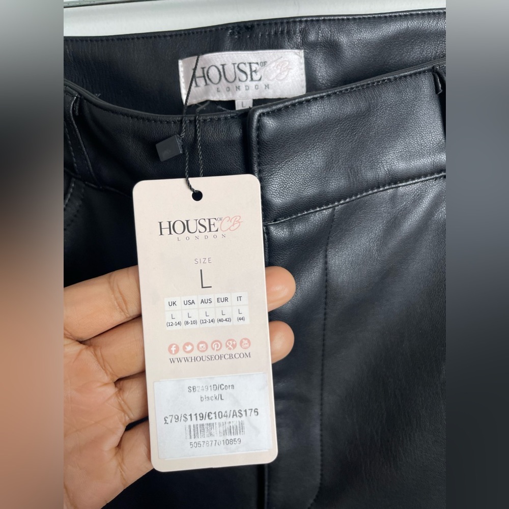 House Of CB London faux Leather Black Pants Size Large NWT - Picture 9 of 11